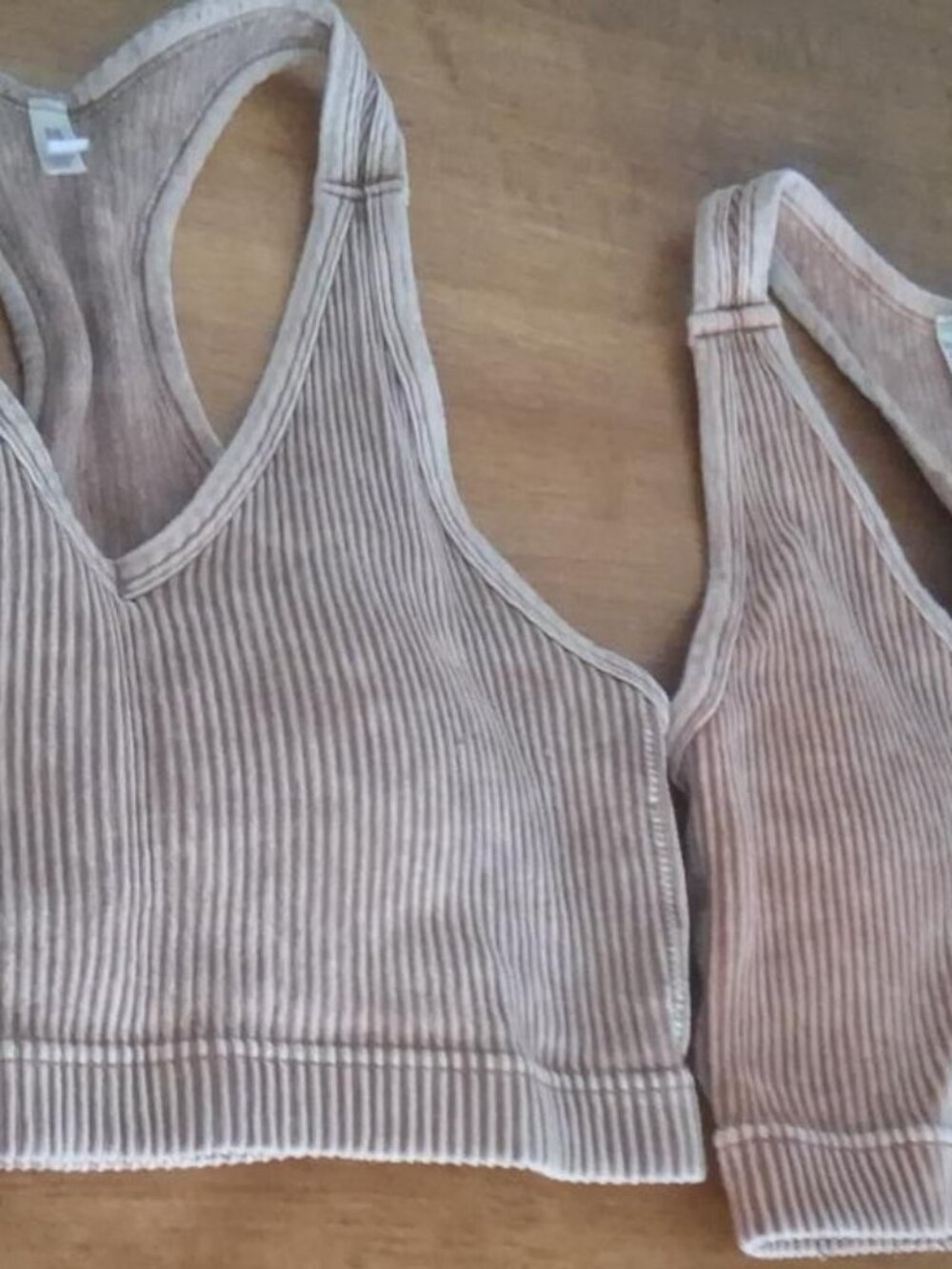 Zenana Ribbed Racerback Sports Bra Bundle | 2 Pack | L/XL | Removable Pads